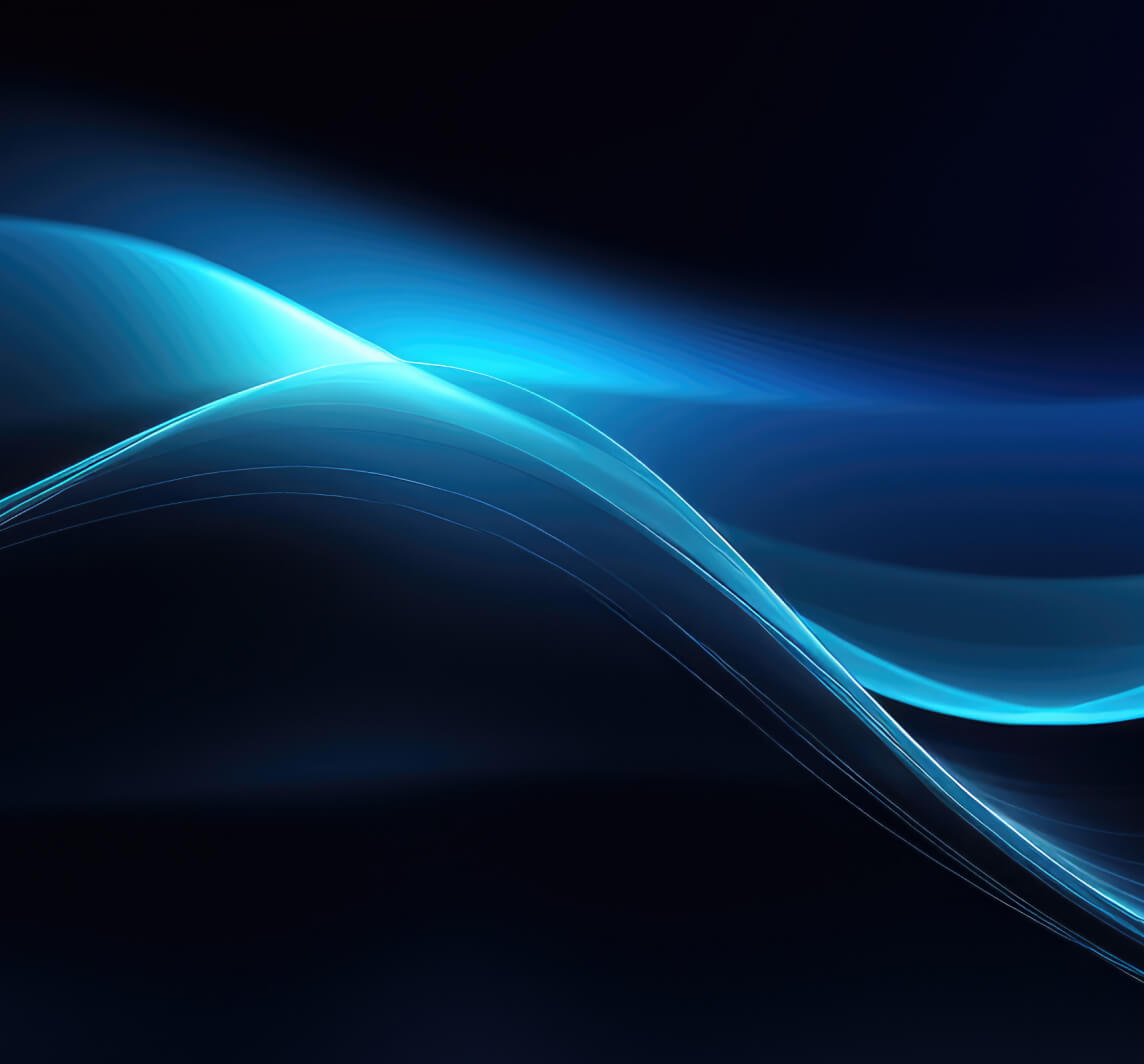 Blue horizon waves on black background
