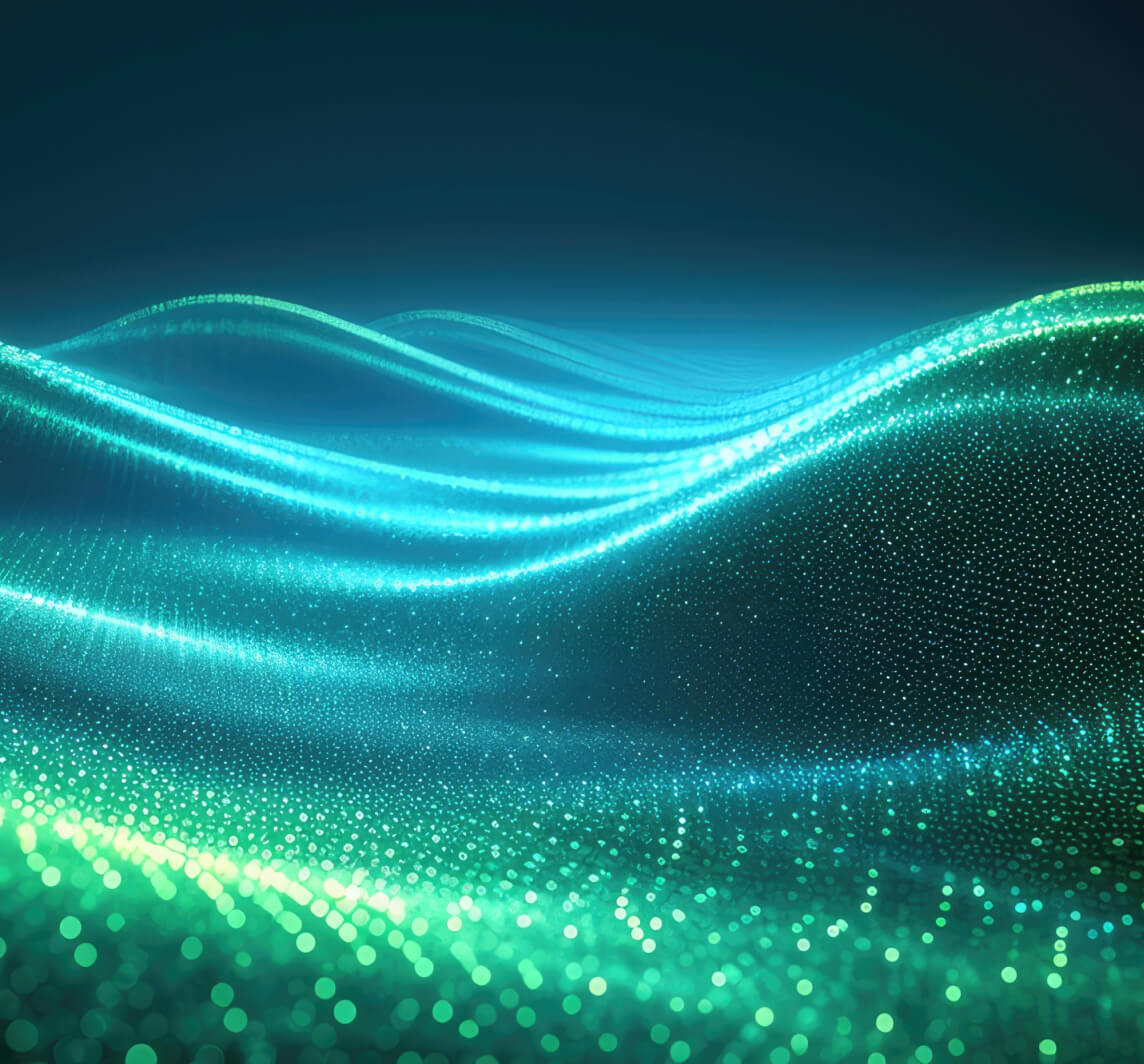 Green dots in a wave format pattern