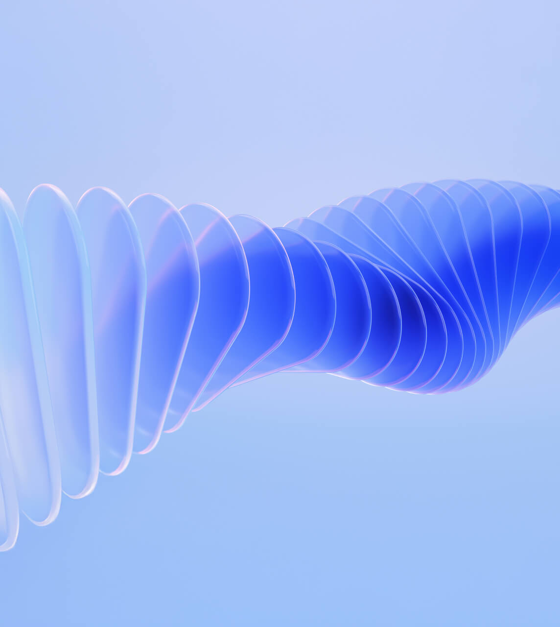 Blue lozange shapes rotating in a spine like trail